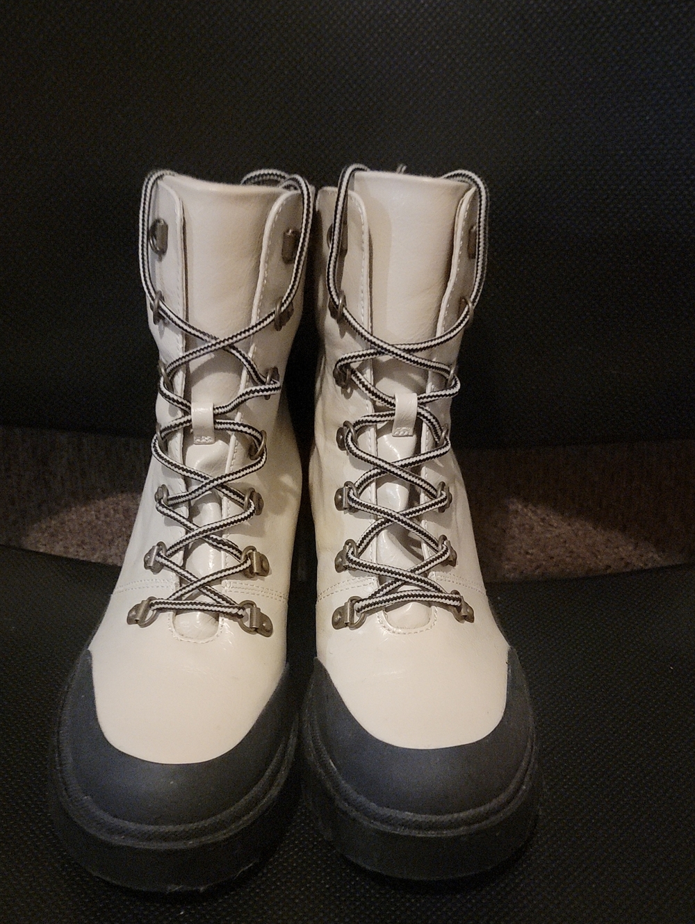 Michael Shannon Cream and Black Lace-Up Hiking Boots